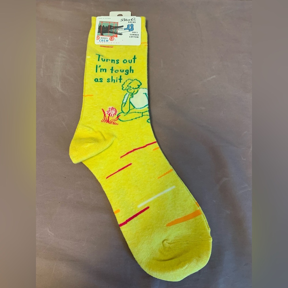 Blue Q Women's Socks - Turns Out I’m Tough As Sh*t Yellow Novelty Funny